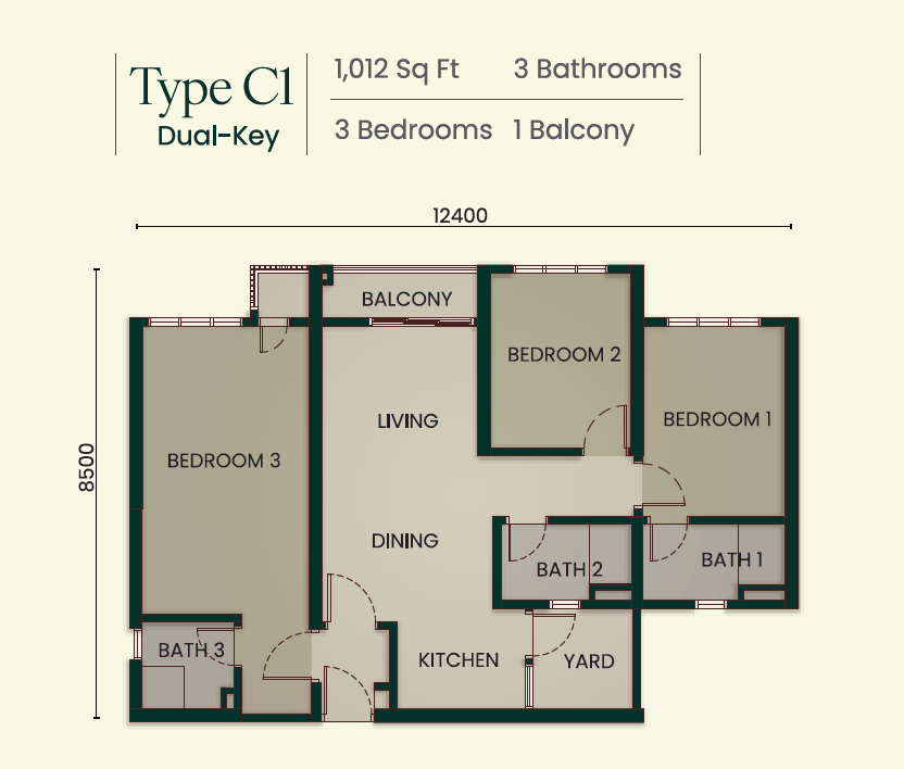 Type C1 · Dual-Key floor plan