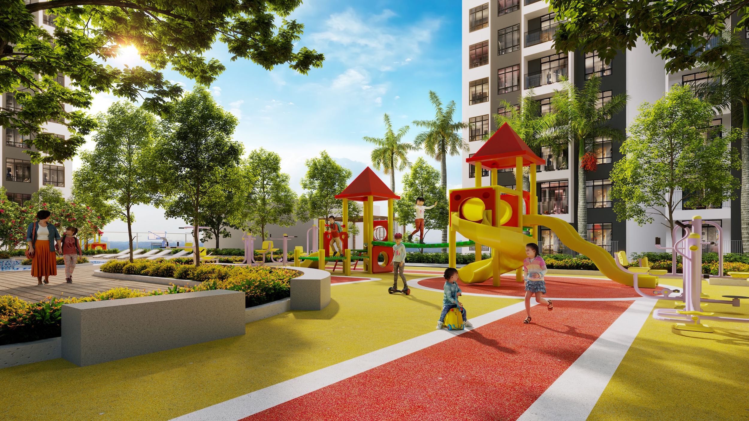 Playground and landscaped grounds
